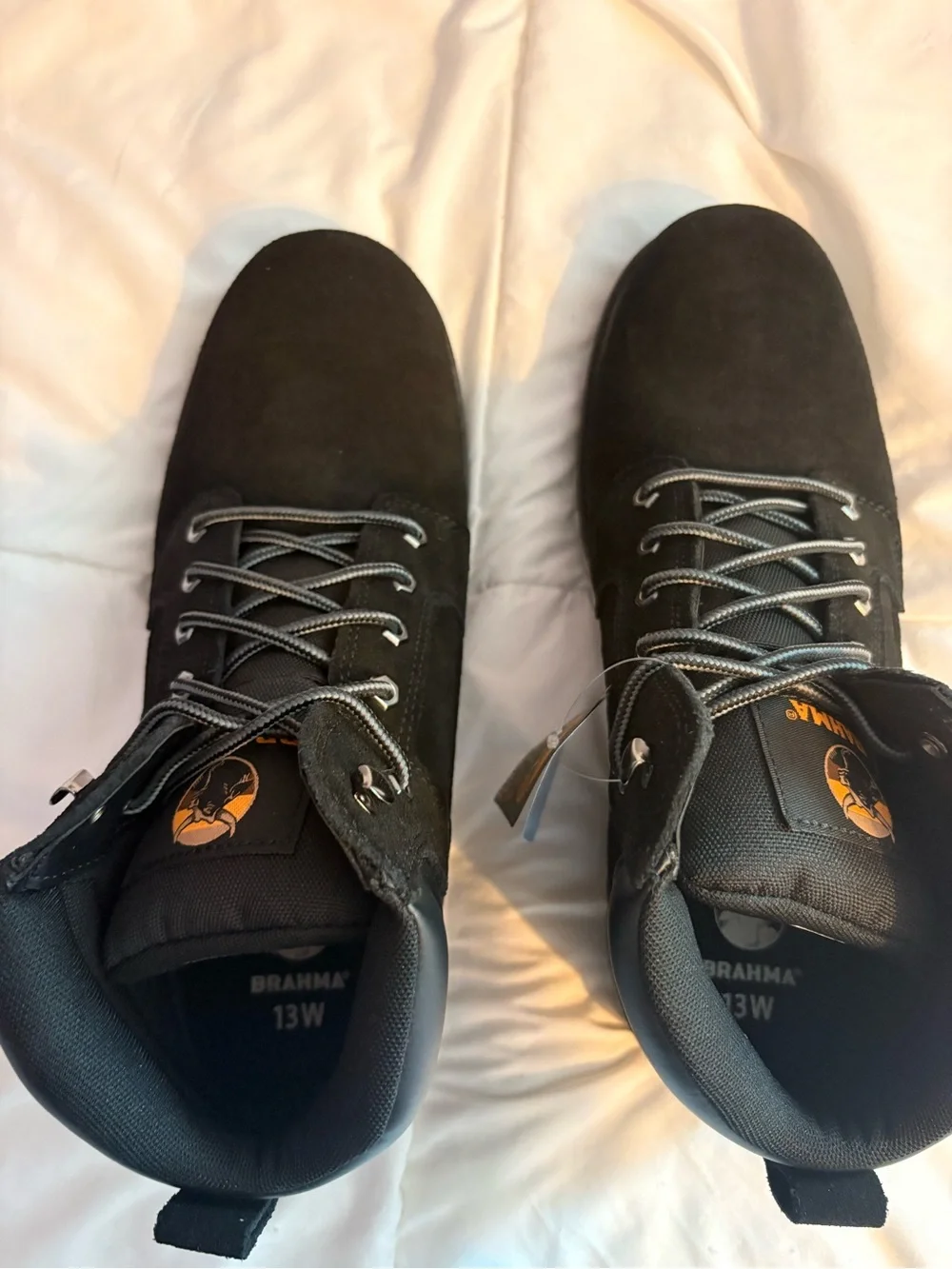 Brahma Black Suede Work Boots with Padded Collar